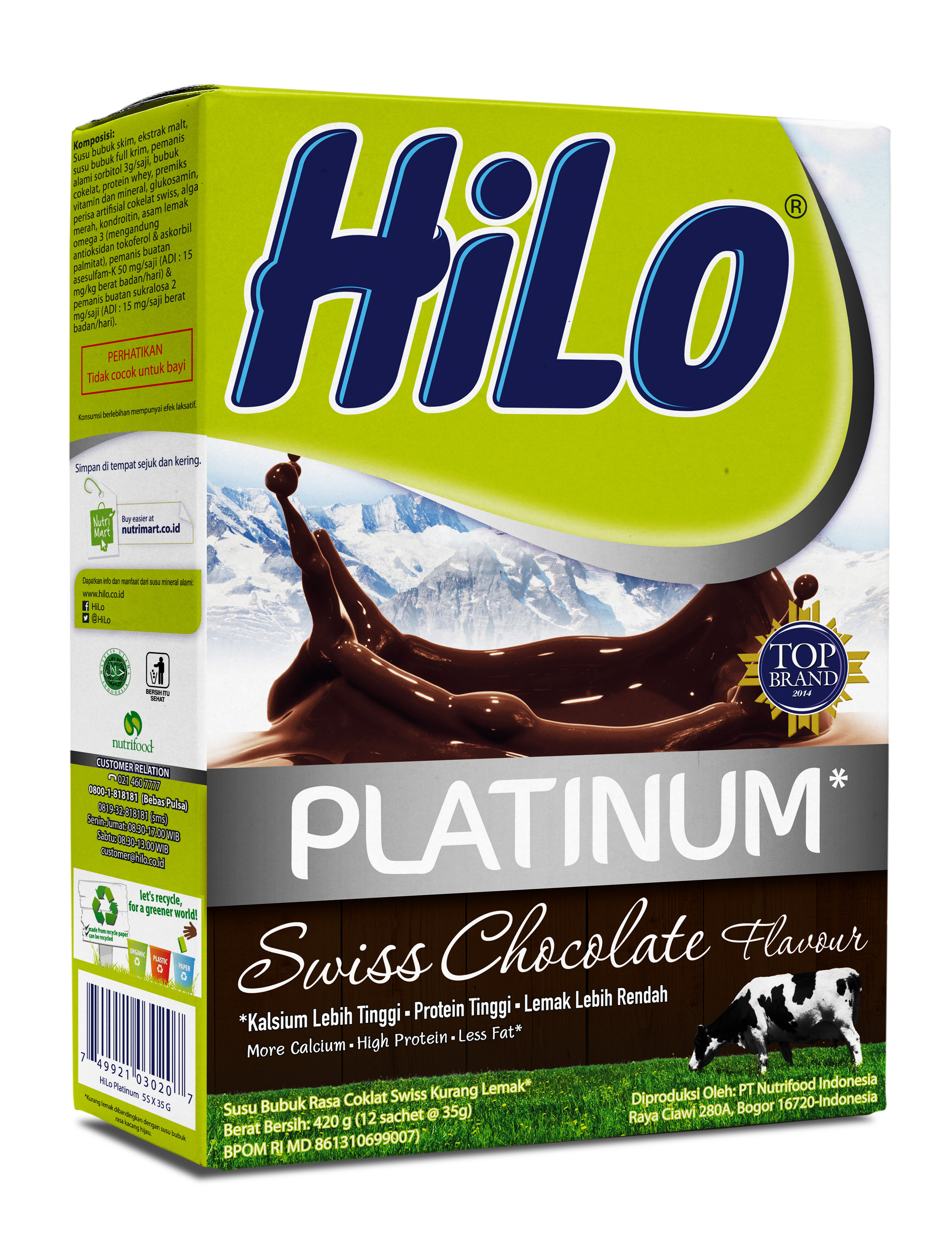 Susu Hilo Platinum Swiss Chocolate Flavour Susu Tinggi Kalsium 420 Gram Lazada Indonesia