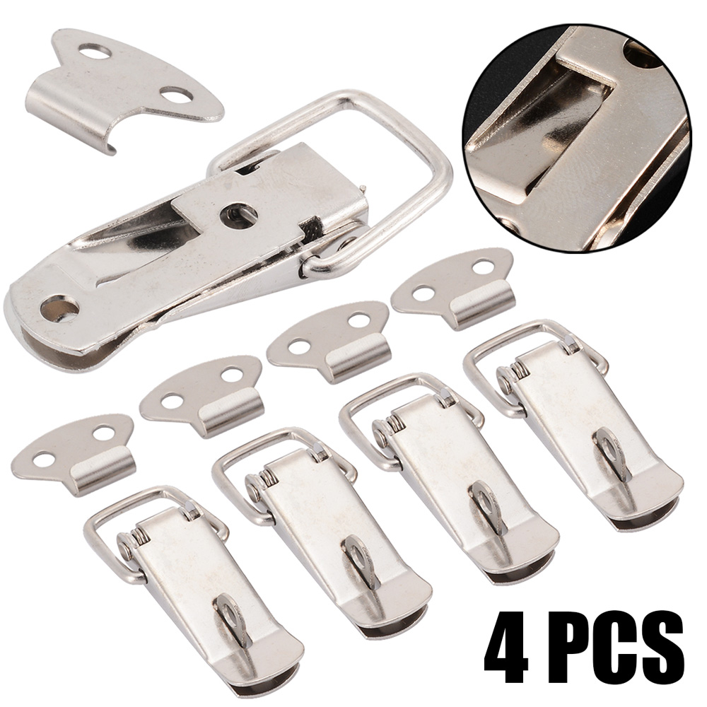 DJRGS Iron 4 Pcs Spring Loaded Toggle Catch For Door Window Office Cabinet Box Hasp Home Improvement Furniture Hardware Locks Buckle