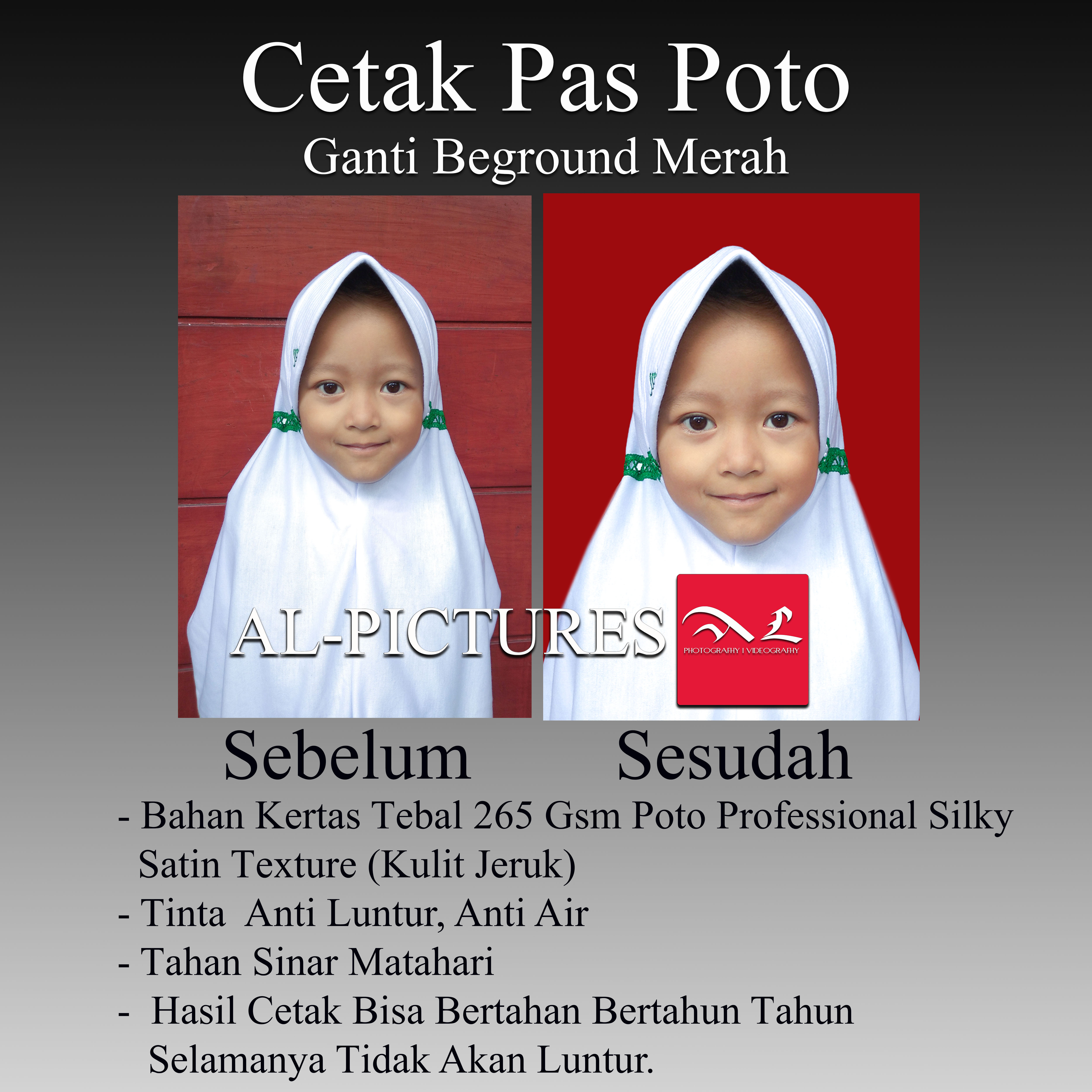 Cetak Pas Foto Ganti Beground Merah ,Untuk Ijazah, Buku Nikah Dan