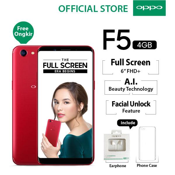 OPPO F5 SMARTPHONE 4GB/32GB Red A.I Beauty 20 MP (COD, Garansi Resmi OPPO, Cicilan tanpa kartu kredit, Cicilan 0%, Gratis Ongkir)