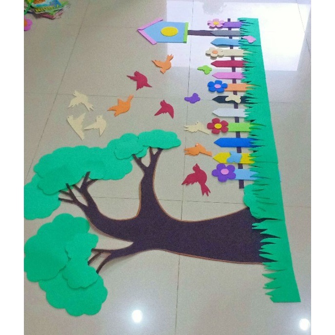 1 Set (150cm x 120 cm) Hiasan Dinding Spon Eva Pohon Pagar Rumput Bunga