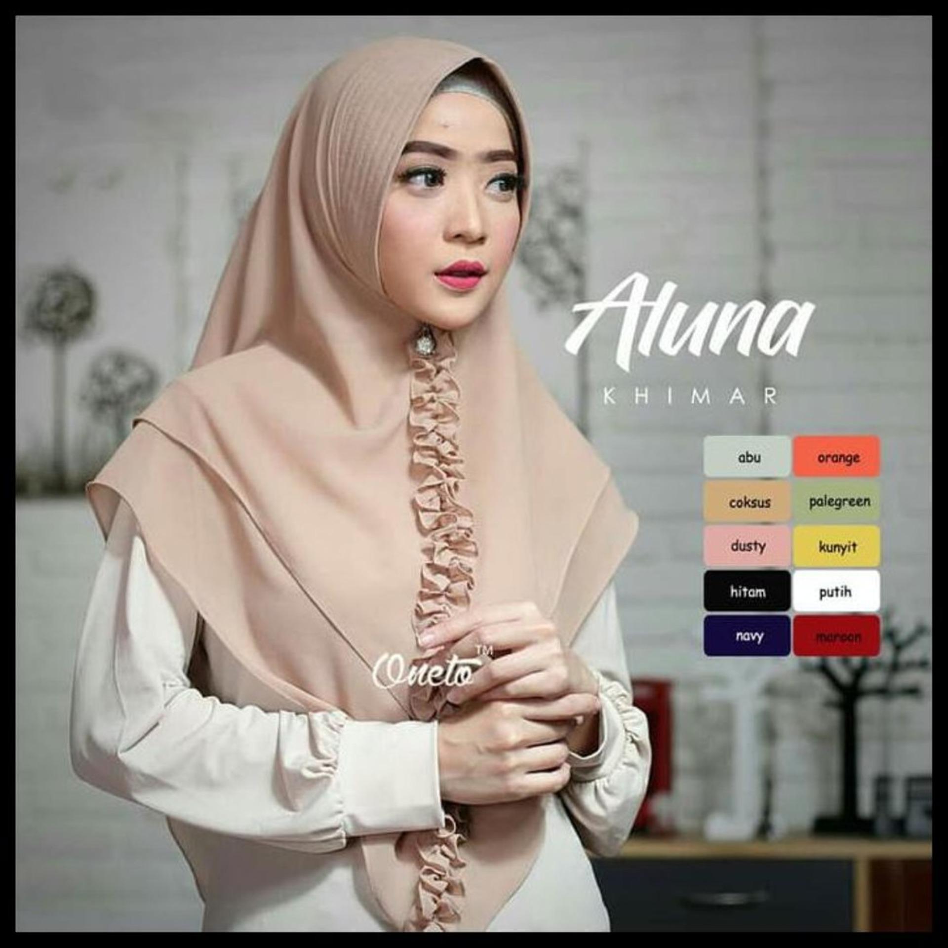 Jenna Syari Rempel Khimar Murah Instan / Grosir Jilbab / Aluna Pinguin / Dua Layer Pad Antem Original 100% - Putih
