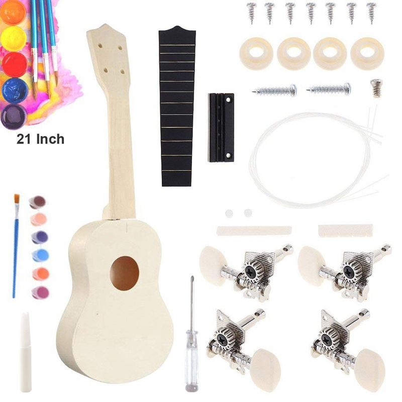 23 Inch Ukulele DIY Kit Hawaii Guitar Ukelele Handwork Support Painting Kids Children Toys Assembly for Beginner