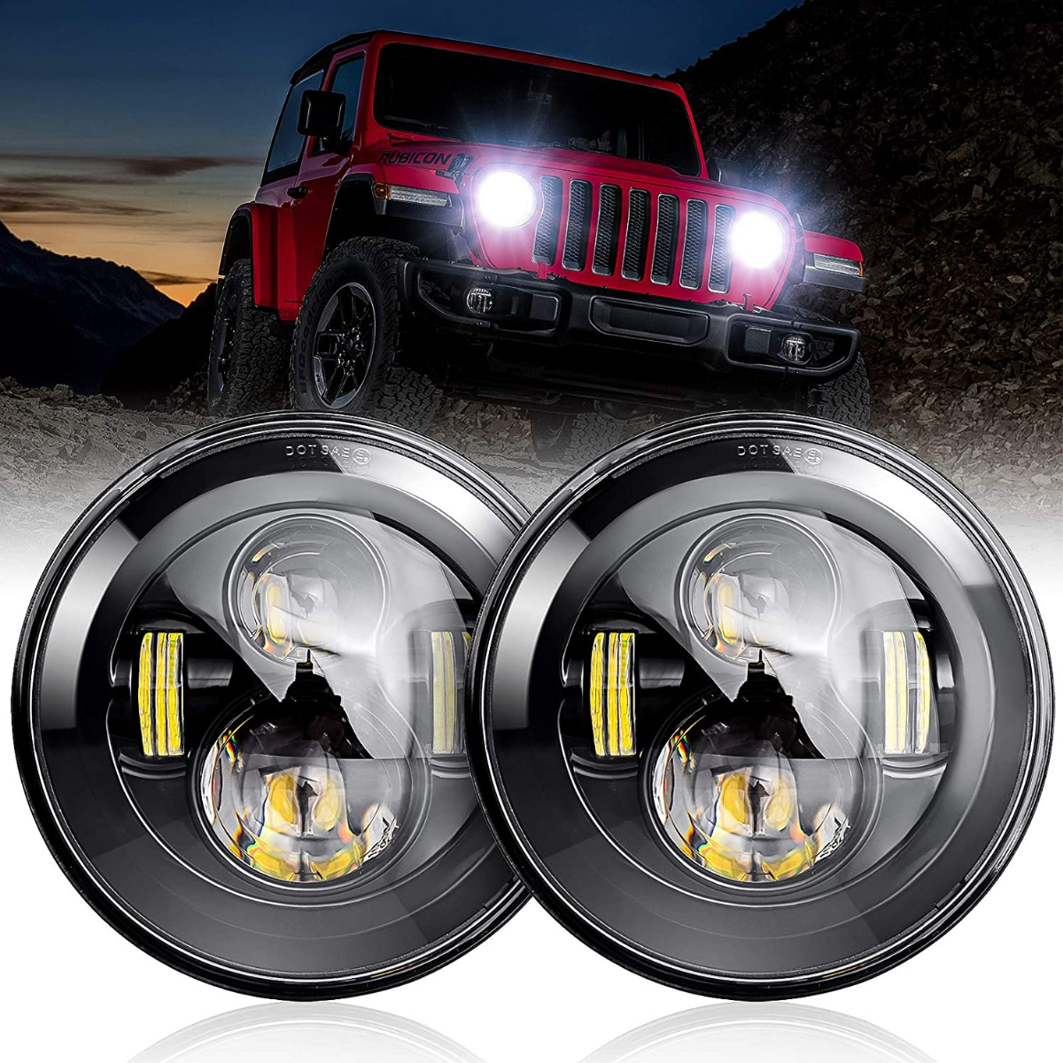 DVISUV 7 inch Round Led Headlight Jeep Jk Headlights Led Jeep Wrangler