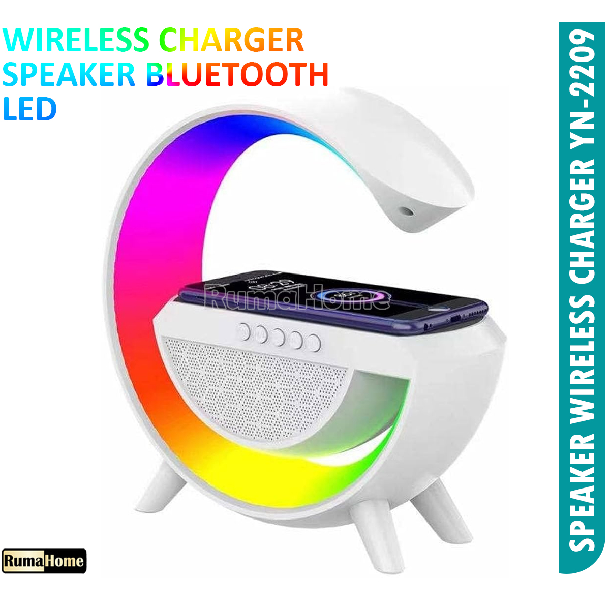 Speaker Bluetooth LED RGB Ambient Light + Wireless Charger Lampu Meja ...