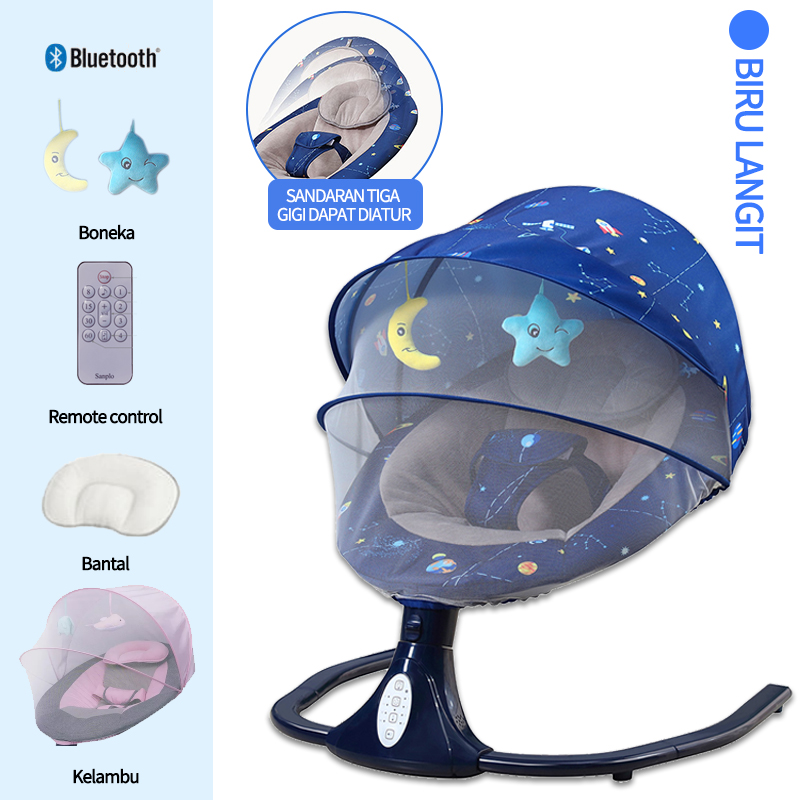 BLUE SKY With Remote Control Ayunan Bayi Bouncer Elektrik Baby Swing Otomatis Lazada Indonesia
