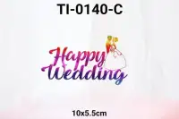 Ti 0140 B Cake Topper Hiasan Kue Tulisan Happy Wedding Merah