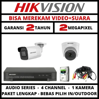 PAKET CCTV HIKVISION 2MP 4 CHANNEL 1 CAMERA TURBO HD 1080P KAMERA CCTV & DVR FULL HIKVISION