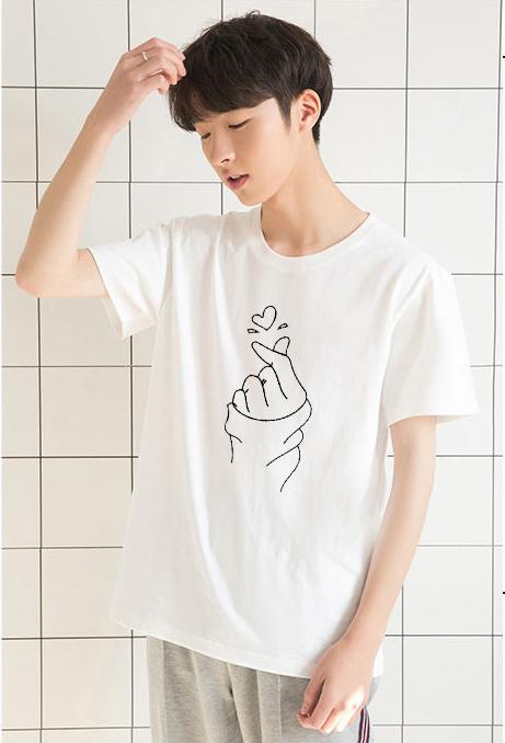 Jual Murah Kaos Oblong - PROMO Baju Pria Lengan Pendek Simpel Saranghae Tumblrtee Warna Putih