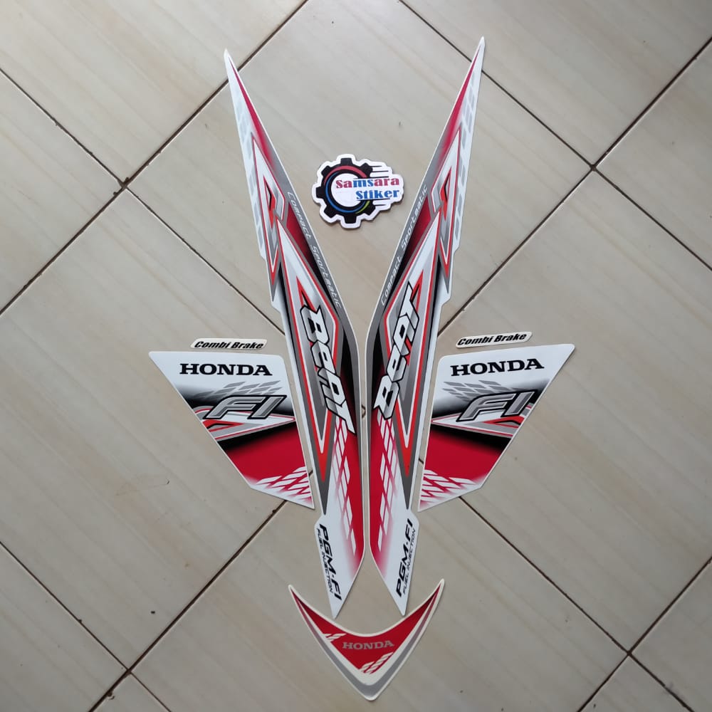 Stiker Striping Body Lis Motor Honda Beat Cbs Fi Putih Merah Lazada Indonesia