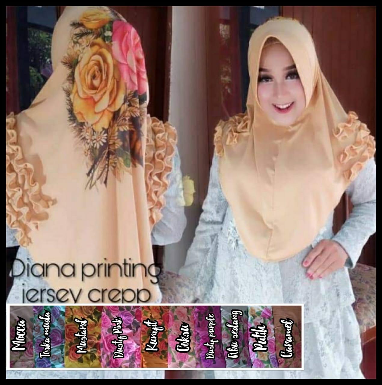 jilbab hijab Instan Khimar Diana printing