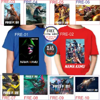 Kaos Anak Freefire Banyak Motif Free Nama