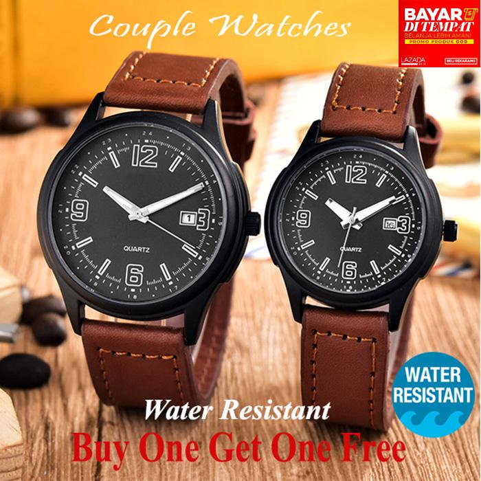 Jam Tangan Couple - Pria dan Wanita - AB-8078GL-BB- Leather Band