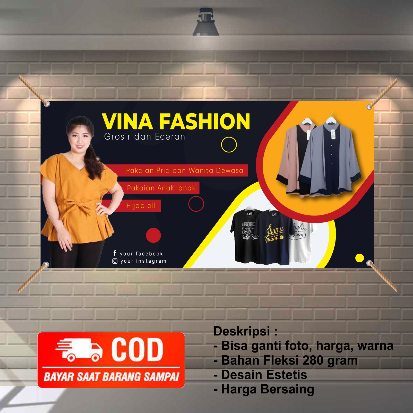 banner spanduk toko baju pria dan wanita | Lazada Indonesia