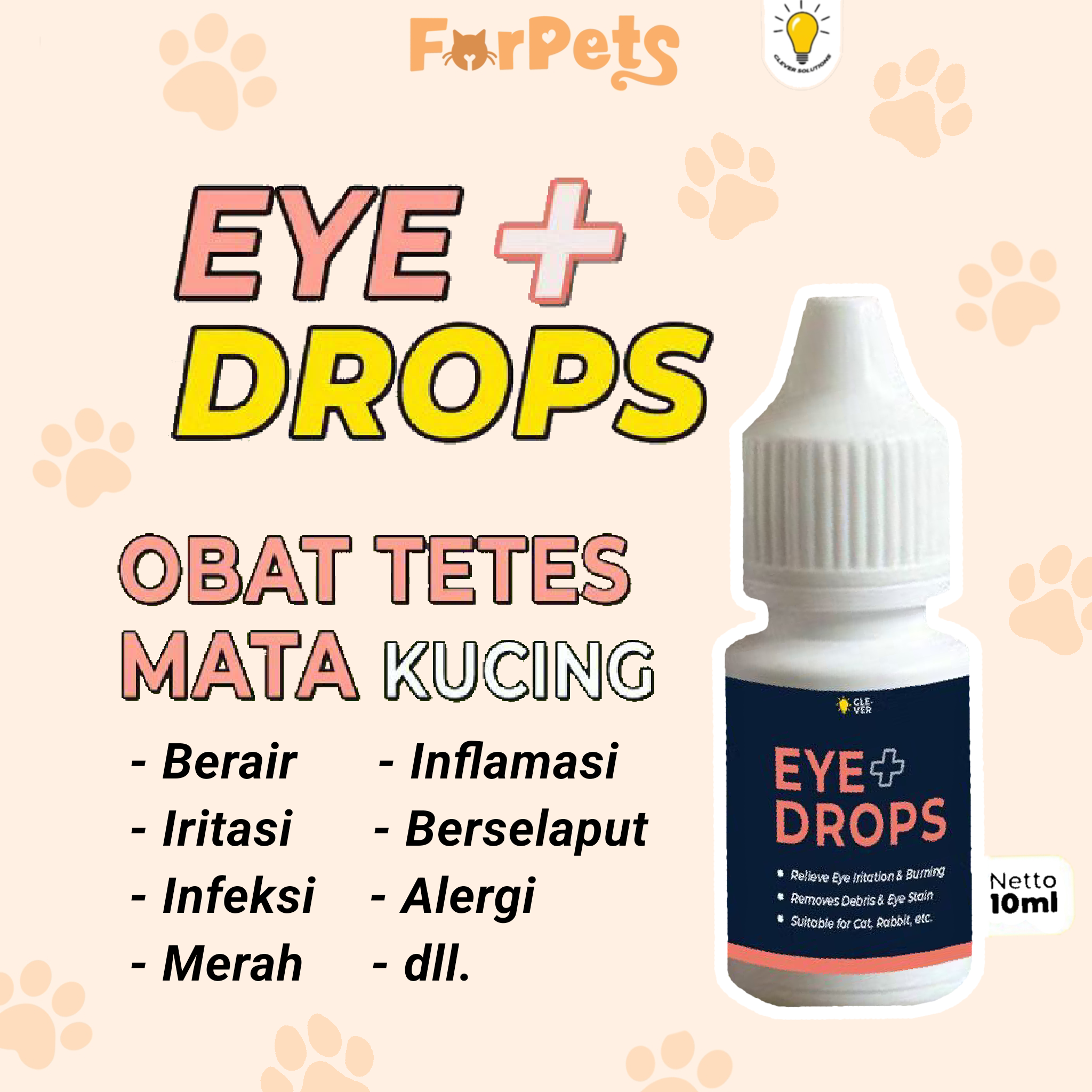 Clever Solutions EYE PLUS DROPS (Obat Tetes Mata Kucing, Obat