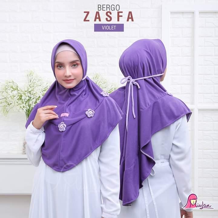 Jilbab Instan Dewasa Bergo Zasfa Jilbab MiuLan Bahan Kaos Anti Tembem Ada Variasi Bros Bunga Cantik