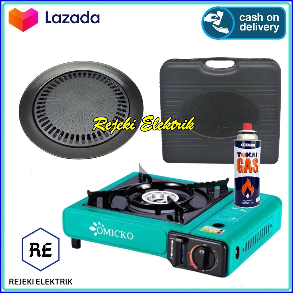 Paket Kompor Portable Dan Gas Kaleng + Free Ultra Grill Pan BBQ