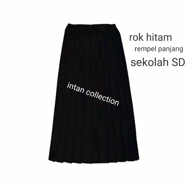 rok seragam sekolah warna hitam panjang rempel anak perempuan kelas 1-6 ...