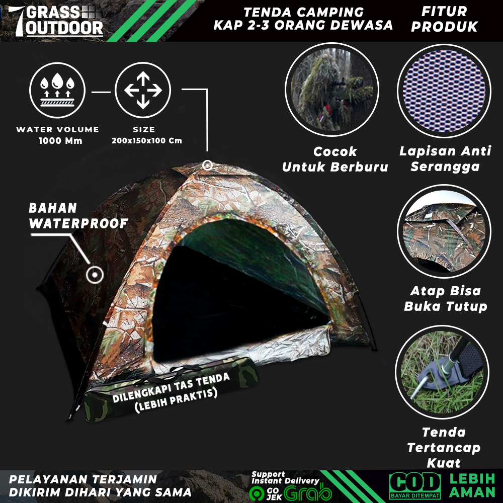Tenda Kemping Camping Kemah Gunung Berburu 2 3 Dan 4 5 Orang Dewasa