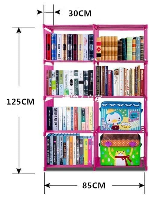 TOKO49 - Rak Buku Portable Rak Buku Serbaguna Lemari Buku Dua Sisi Abu-Abu