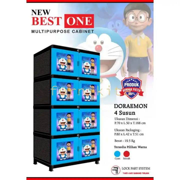 Lemari Plastik Premium Susun 4 Kunci Doraemon Lazada Indonesia