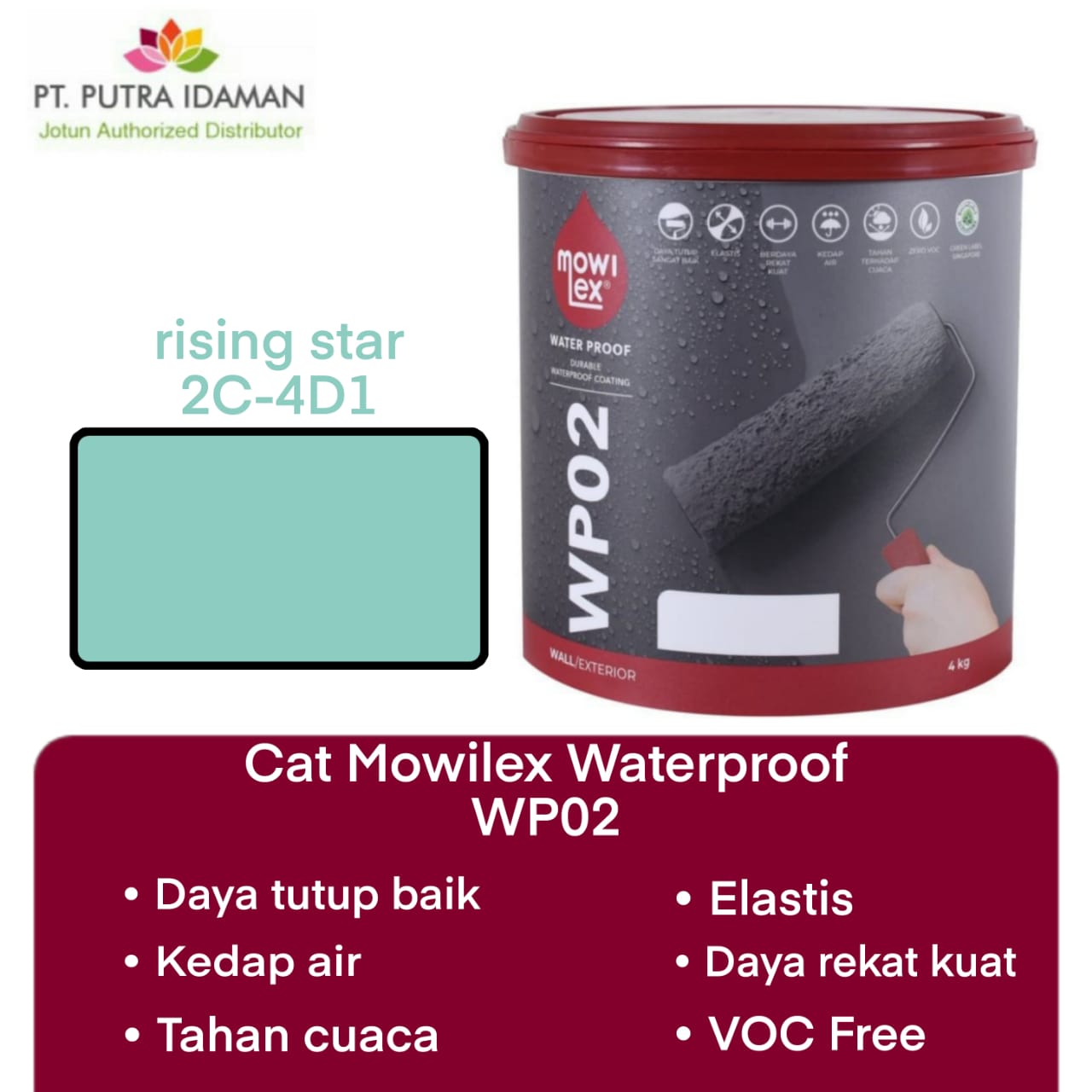 CAT PELAPIS ANTI BOCOR MOWILEX WATERPROOFING WP02 4KG Rising Star 2C ...