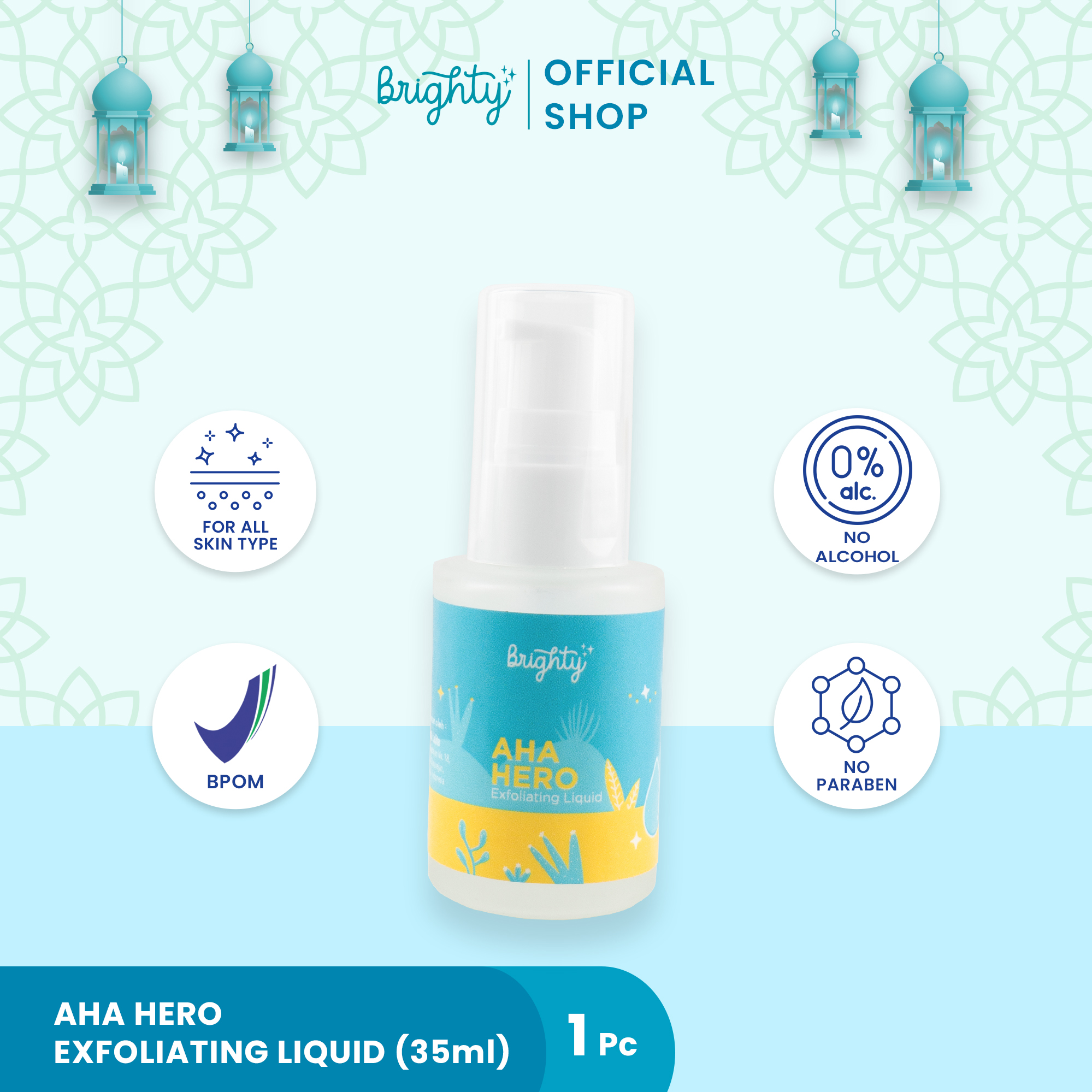 Brighty AHA HERO Exfoliating Liquid (Serum Pencerah Ketiak / Jerawat Punggung / Back Acne