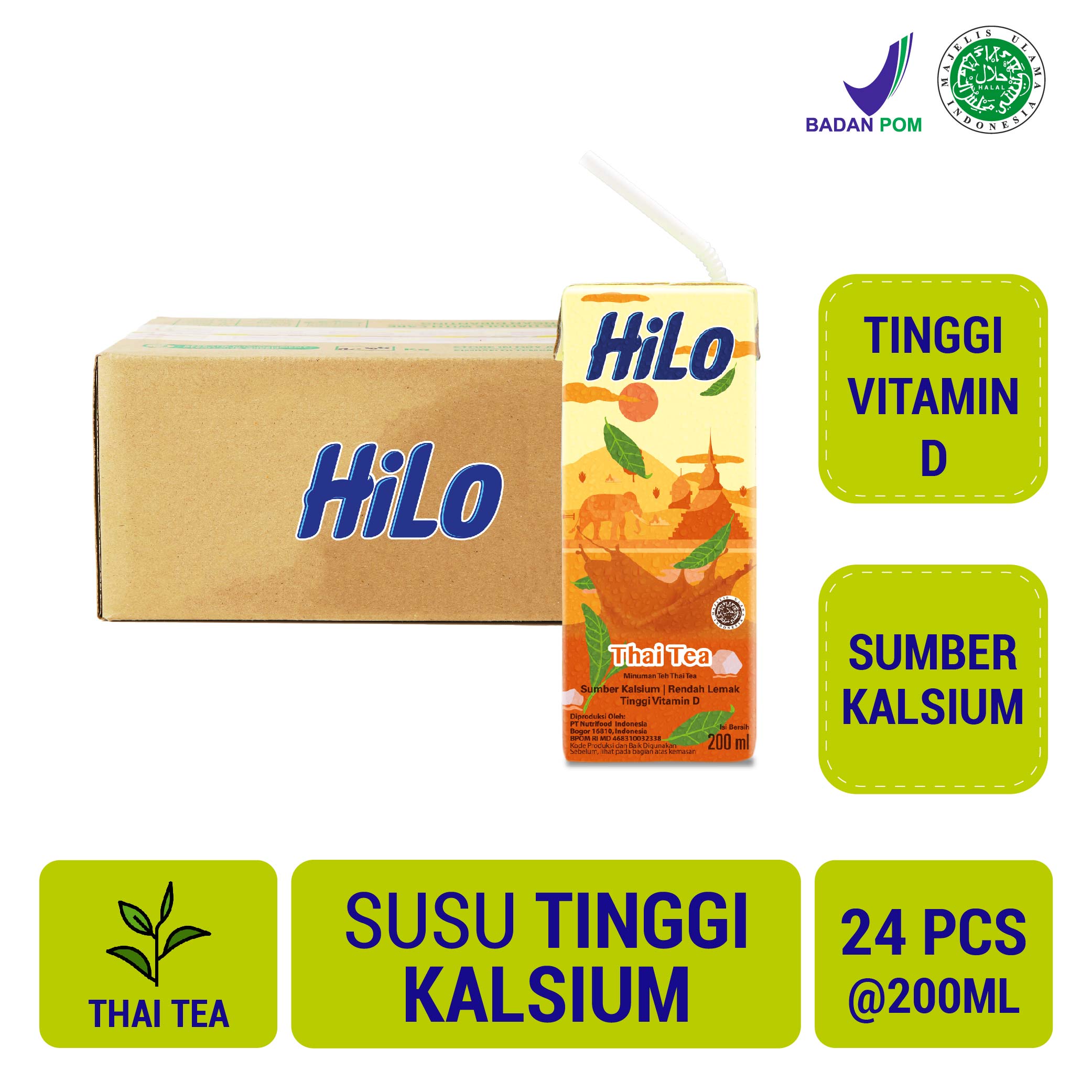HiLo Thai Tea Ready To Drink 200ml (24 tetrapack) Minuman Sumber