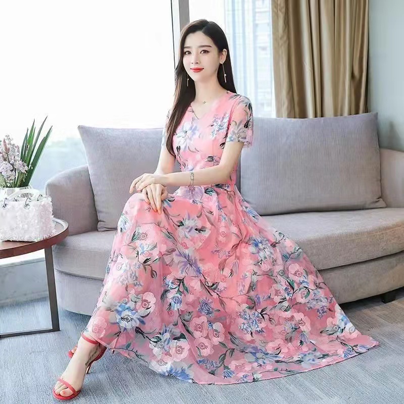 2022 baru gaun sifon print wanita midlength/dress/dress korea/dress
