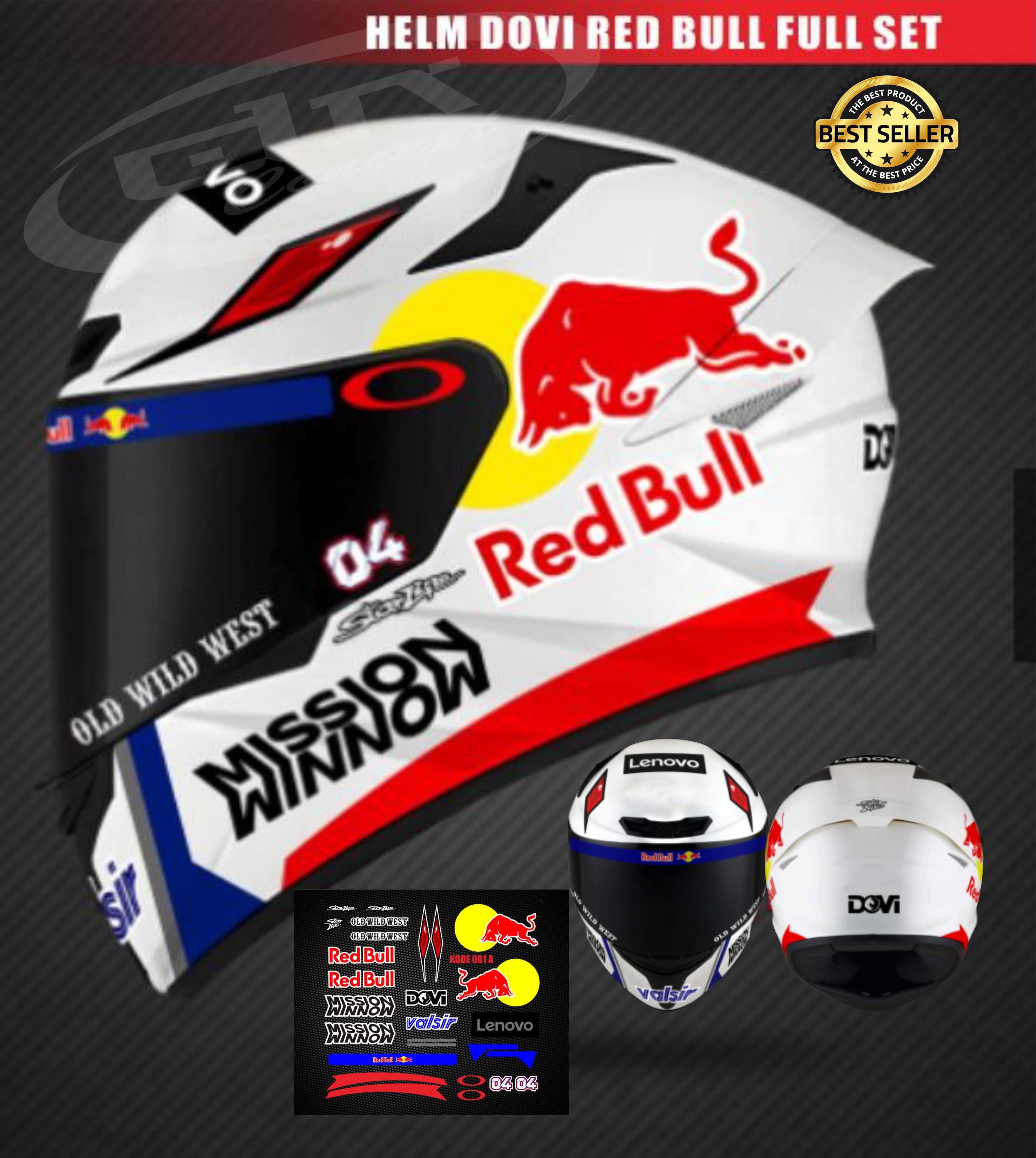 helm red bull half face