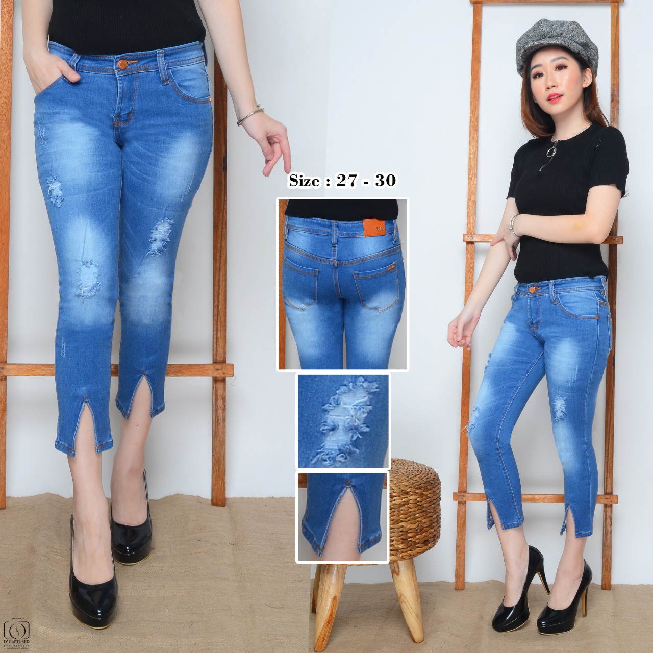 Celana Jeans Sobek Wanita 7/9 Celana Jeans Wanita Sobek /Celana