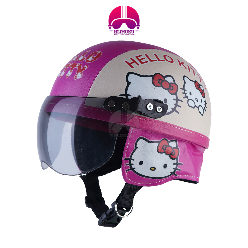 Broco Helm Anak anak broco retro kaca riben lucu usia 1 sampai 4 tahun  Motif Hello Kitty - Cream Pink | Lazada Indonesia