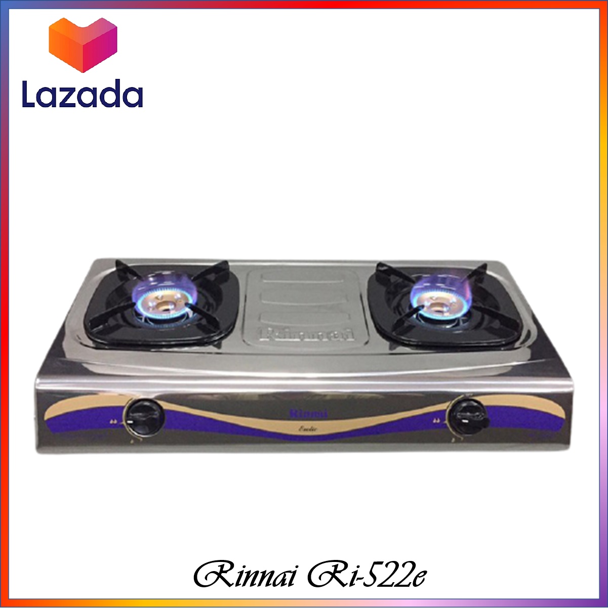 Rinnai RI-522 E Kompor Gas Stove 2 Tungku RI 522 E / RI522 E / RI 522E  Stainless | Lazada Indonesia