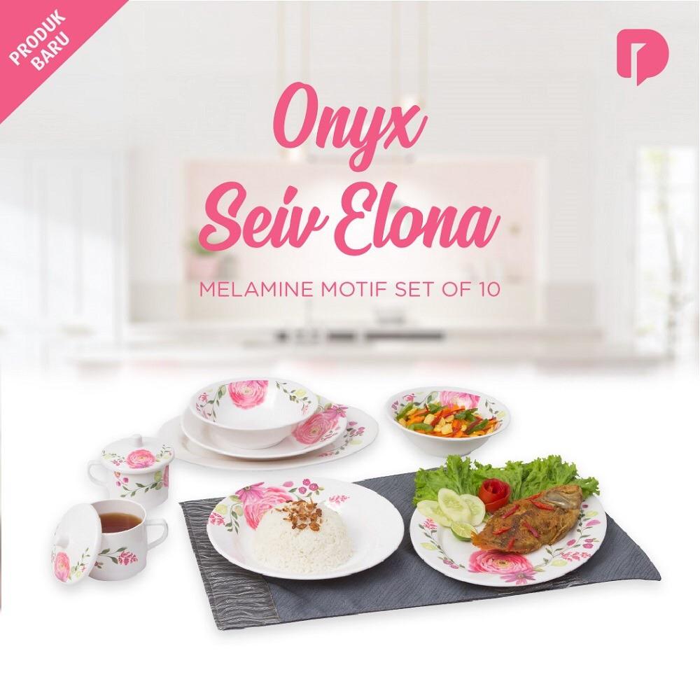 Onix seiv Elona Melamine Motif Set of 10, Piring set Melamine