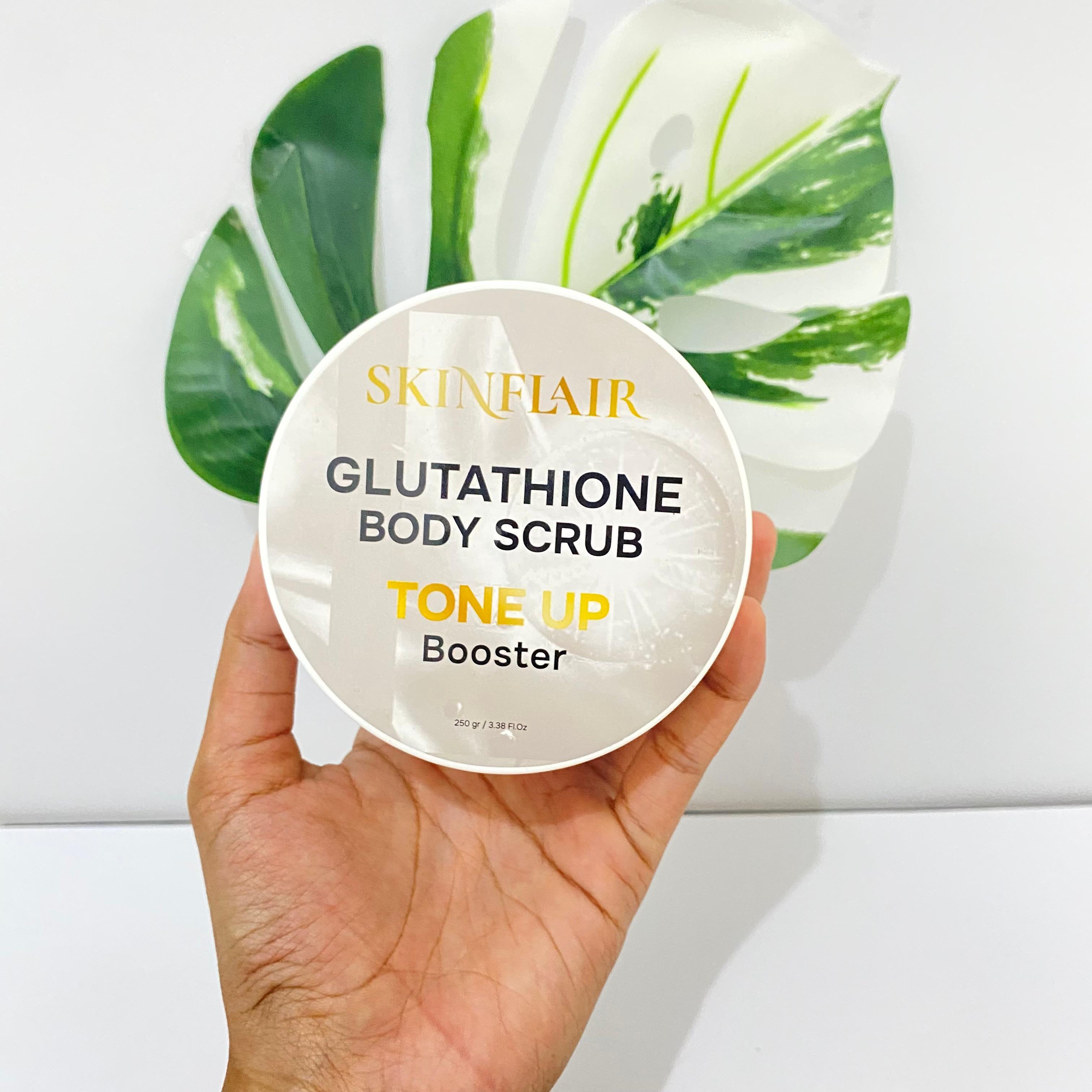 GLUTATHIONE BODY SCRUB TONE UP BOOSTER 250gr by SKINFLAIR Mencerahkan Tubuh 