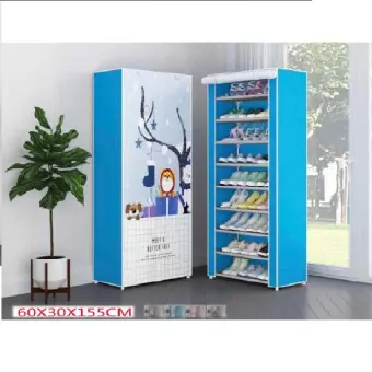 Rak Sepatu Portable Motif 3d Shoe Rack With Dust Cover Lazada Indonesia