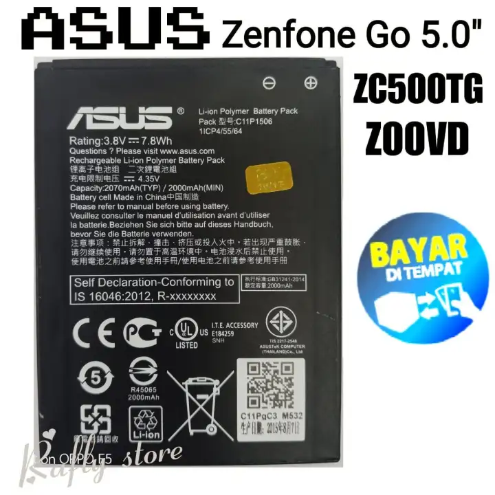 Rafly Batrai Asus Zenfone Go 5 0 Inch C11p1506 Baterai Handphone Batere Asus Batre Android Battery Asus Zenfone Go 5 0 Inch Zc500tg Z00vd 1icp4 525 64 2070mah Rafly Store Lazada Indonesia