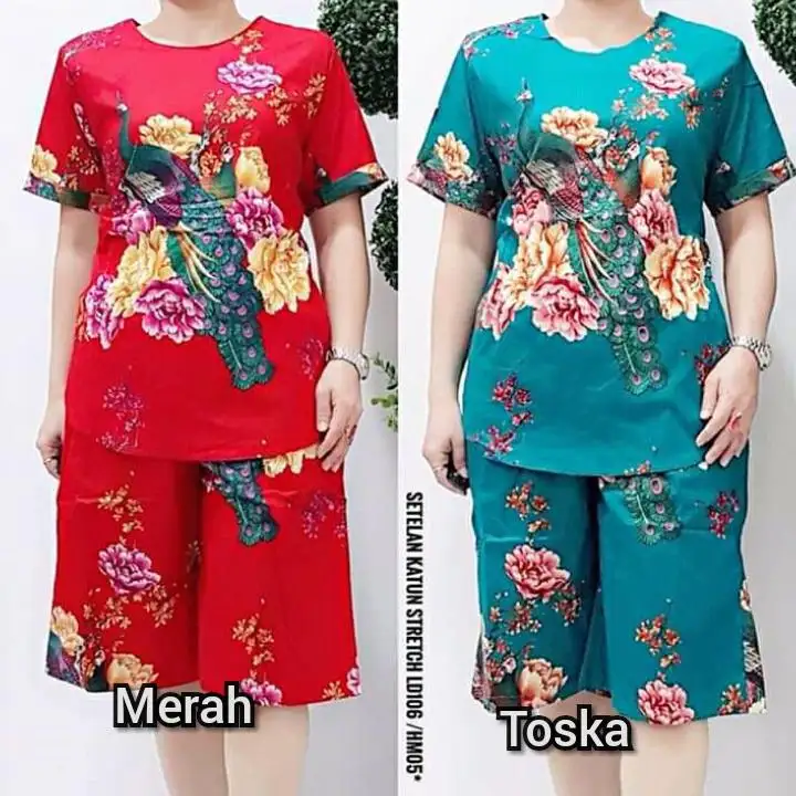 Setelan Motif Burung Merak Trend Bisa Bayar Ditempat Lazada