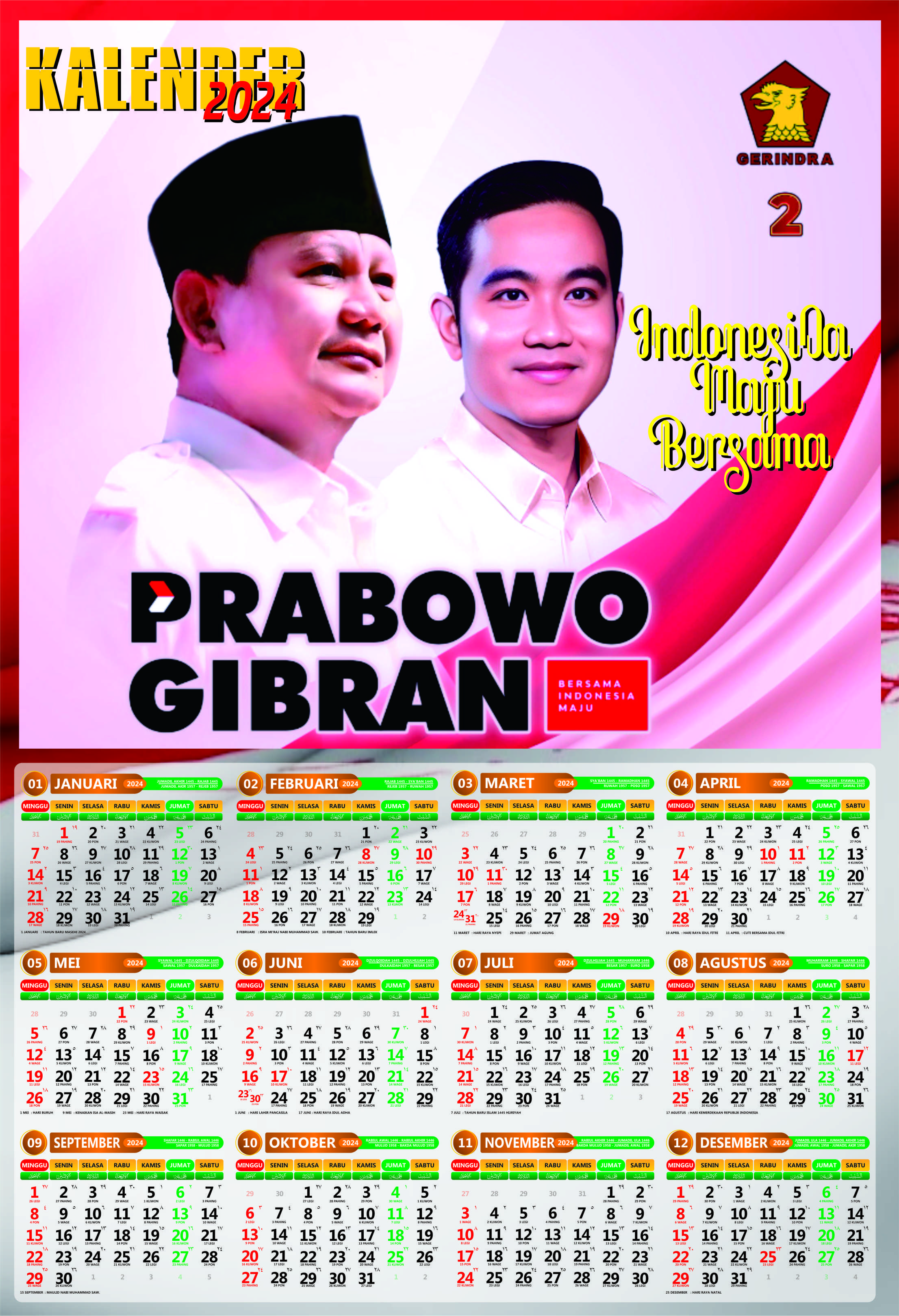 KALENDER 2024 Prabowo - GANJAR | Lazada Indonesia