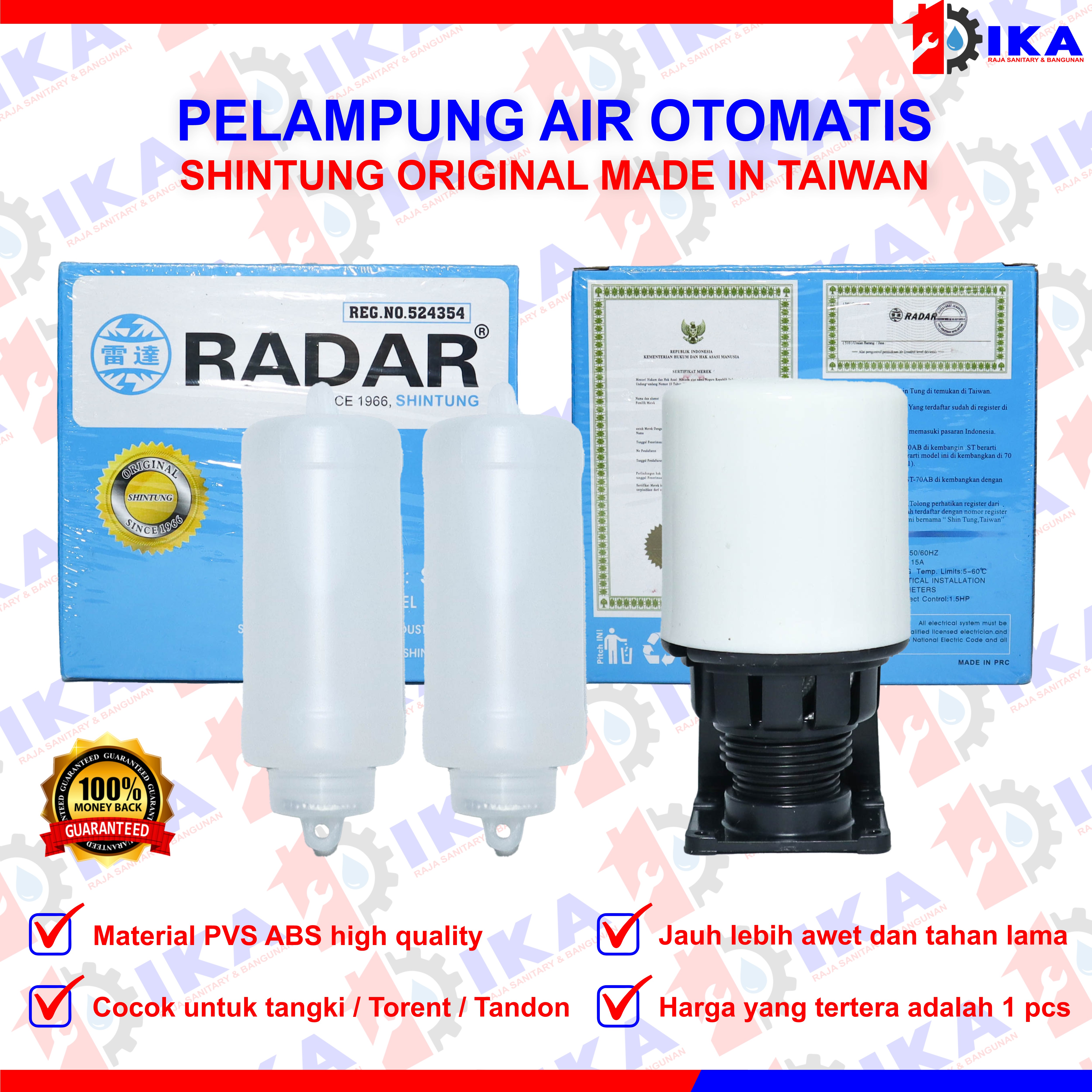 Radar Biru Shintung Original Asli Taiwan Pelampung Air Otomatis