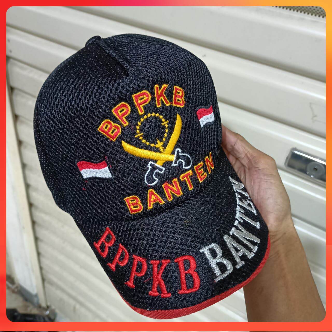 topi banten bppkb bahan jaring bordir 