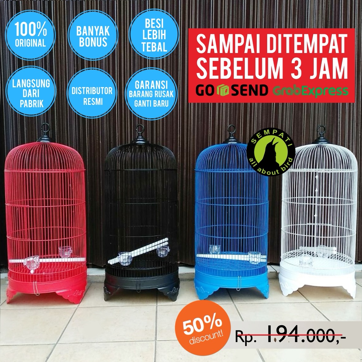 Sangkar Besi Import Kandang Burung Lovebird Parkit Kenari