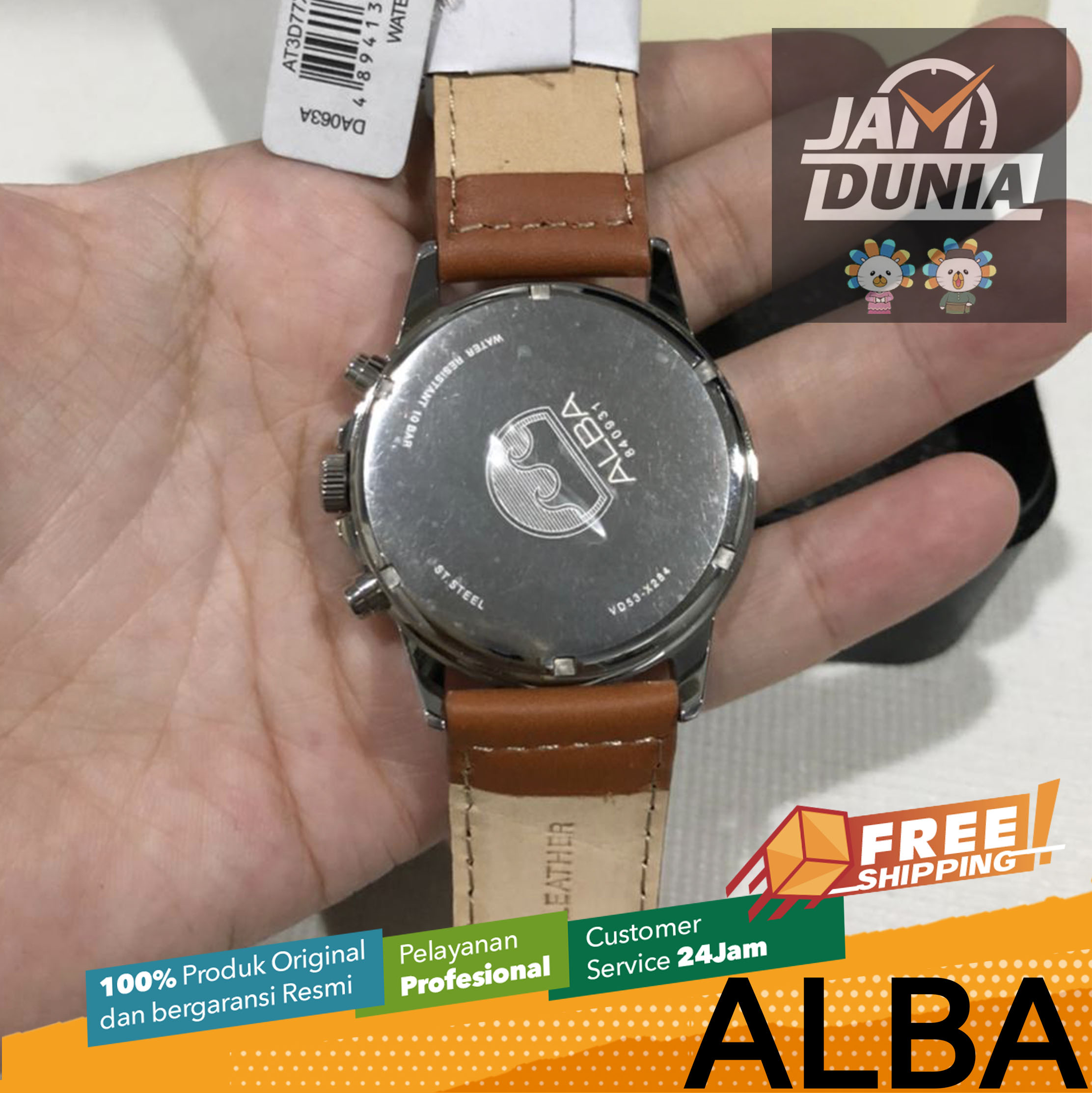 ALBA ORIGINAL ALBA AT3D77 X1 ALBA AT3D77X1 CHRONOGRAPH Men CT Coklat Kulit Diameter 42mm Water Resist 100 Meter Jamdunia Jam dunia JD18