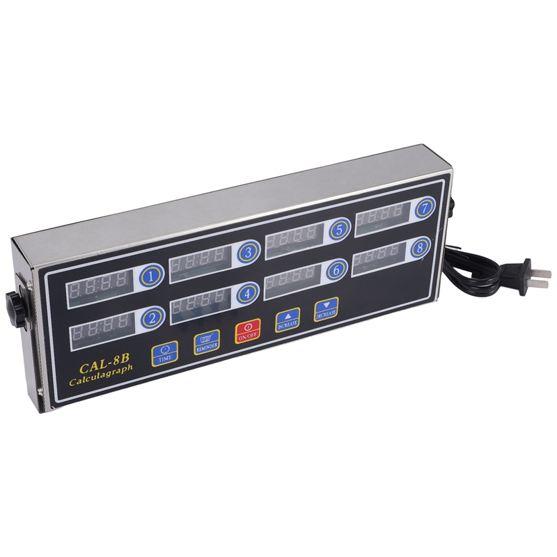 CAL-8B Portable Calculagraph, 8 Channel Digital Timer, Kitchen Cooking Timing LCD Display Clock Shaking Reminder
