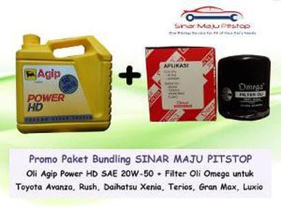 PROMO Paket Bundling Oli Mobil Agip Power HD 20W-50 & Filter Oli Ome o