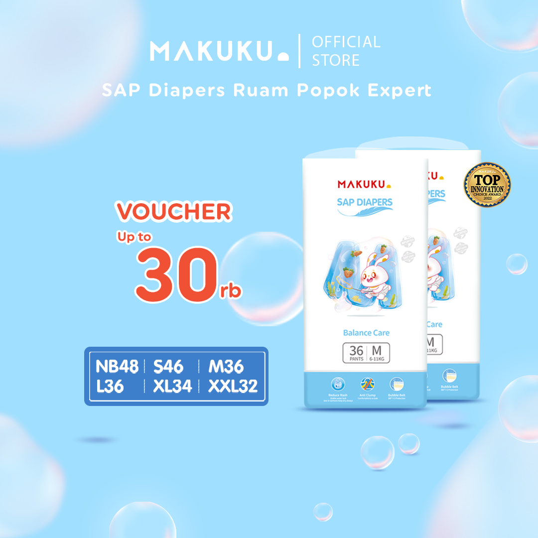 [2 PACK] MAKUKU SAP Diapers Balance Care Ukuran M [ISI 36/PACK] [TIPE