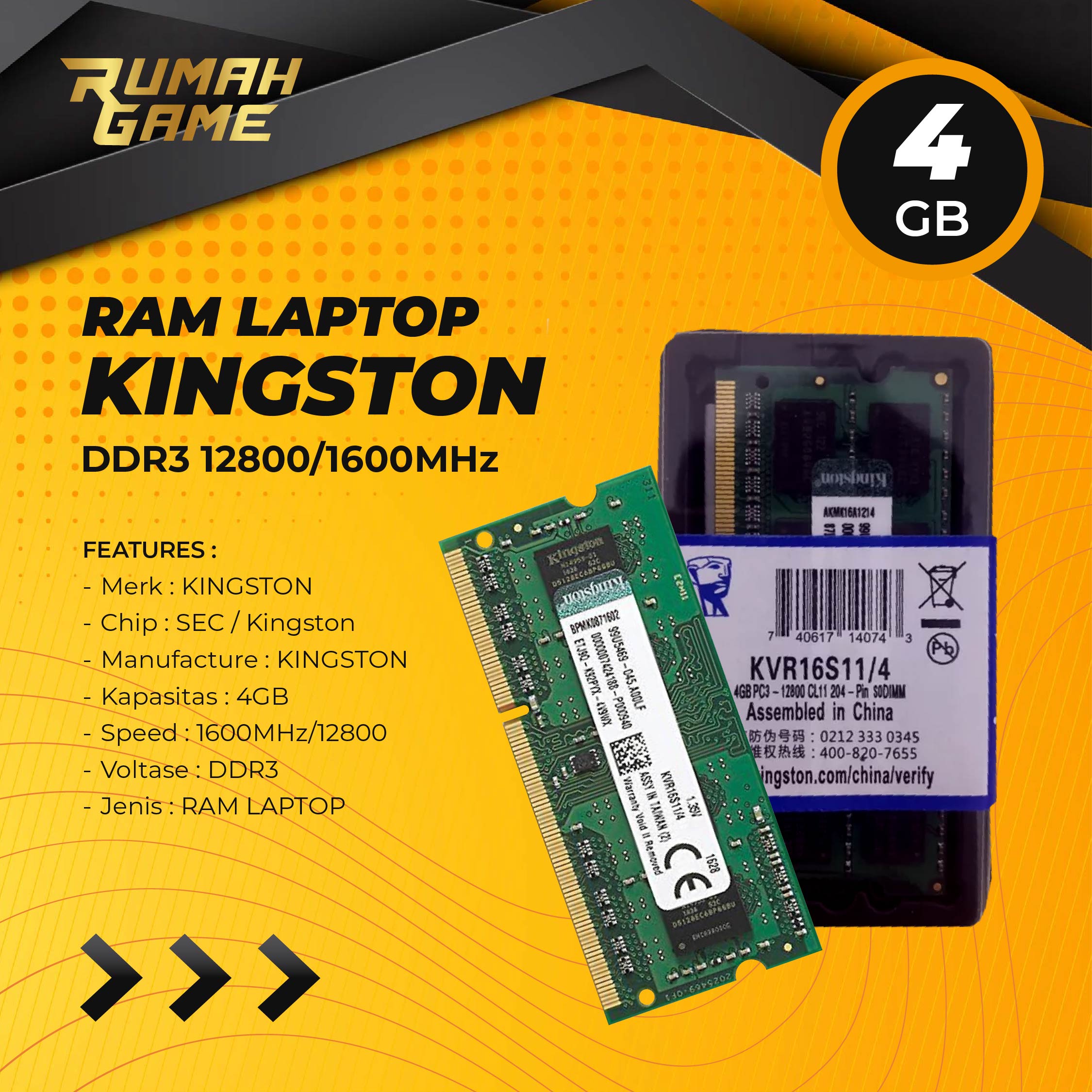 Kingston 4gb Ddr3 1600 Mhz Kingston Ddr3l 4gb 12800 Ddr3l Ram