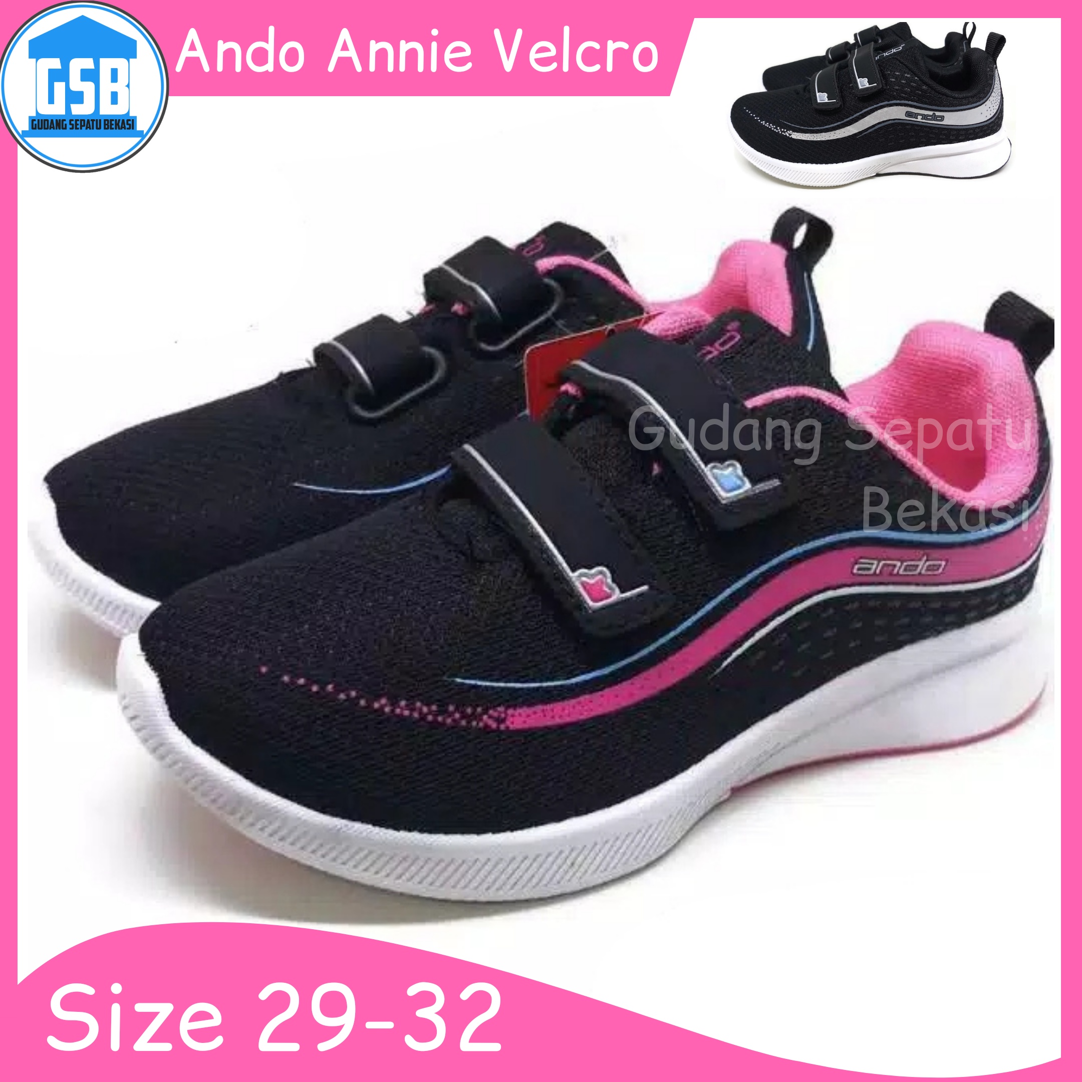 Sepatu Sekolah Sepatu Anak Perempuan Sepatu Anak Ando Annie Pink Hitam Sepatu Anak Tk Balita Lazada Indonesia