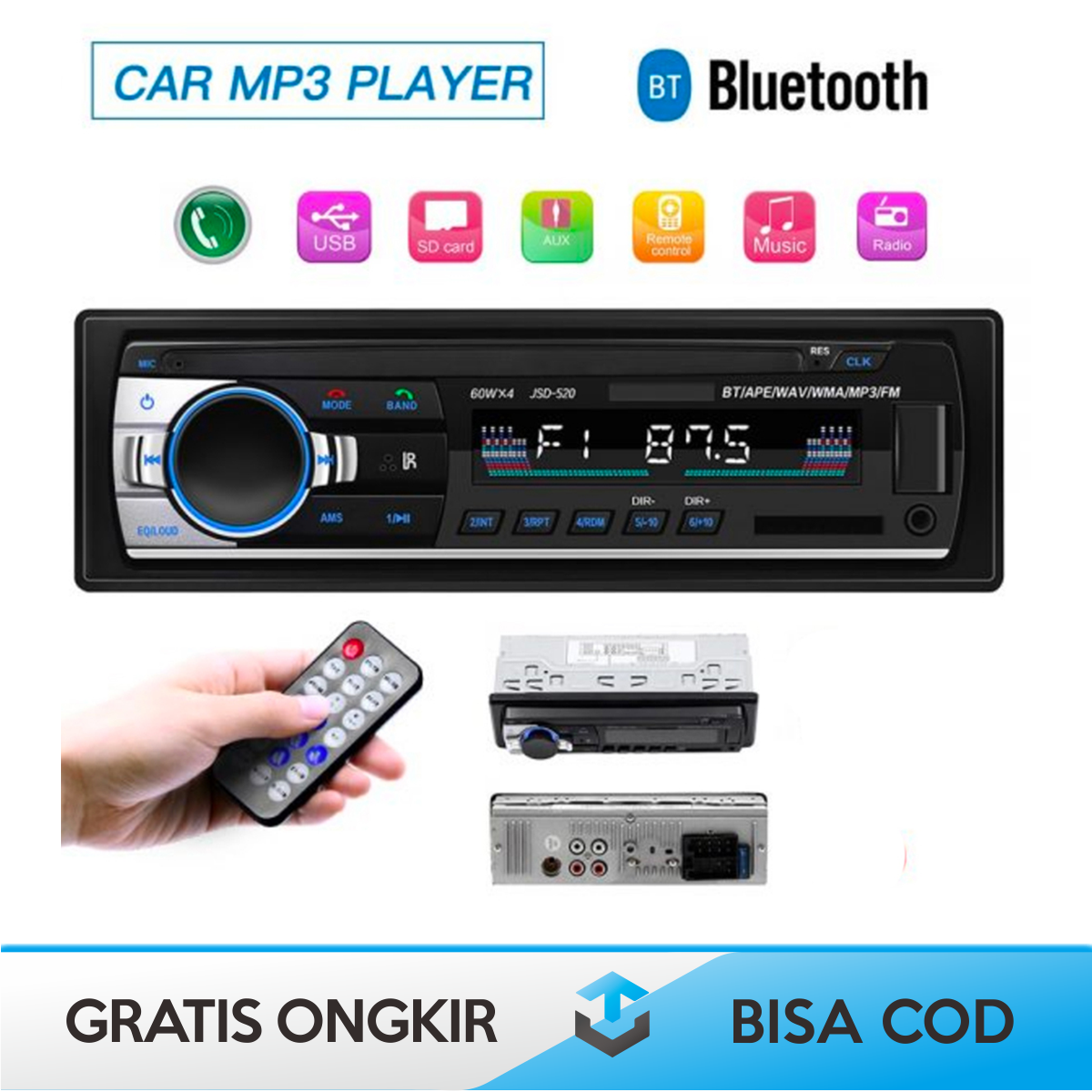 TAPE AUDIO MOBIL BLUETOOTH DOUBLE DIN TAFFWARE JSD520 ORIGINAL