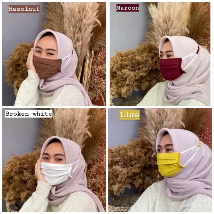 Cod Masker Kain Kombinasi Tali Serut Kriwil Karet Hijab Oxford Premium Masker Masker Kain Masker Serut